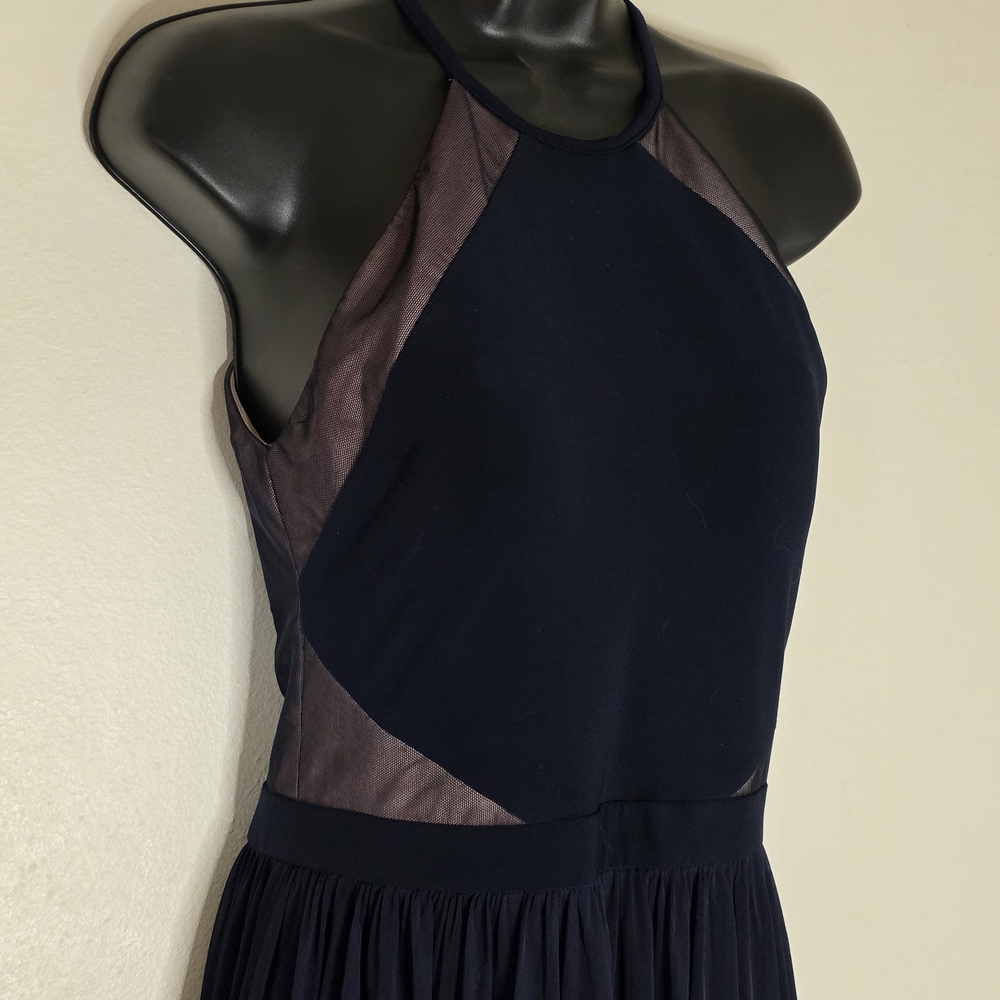 Morgan & Co. Navy and Mesh Backless Dress